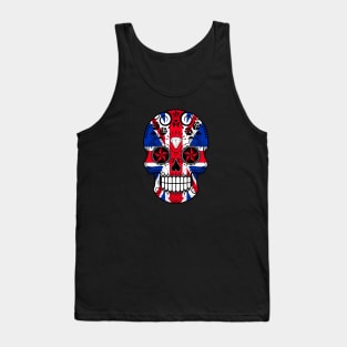 Union Jack British Flag Sugar Skull with Roses Tank Top